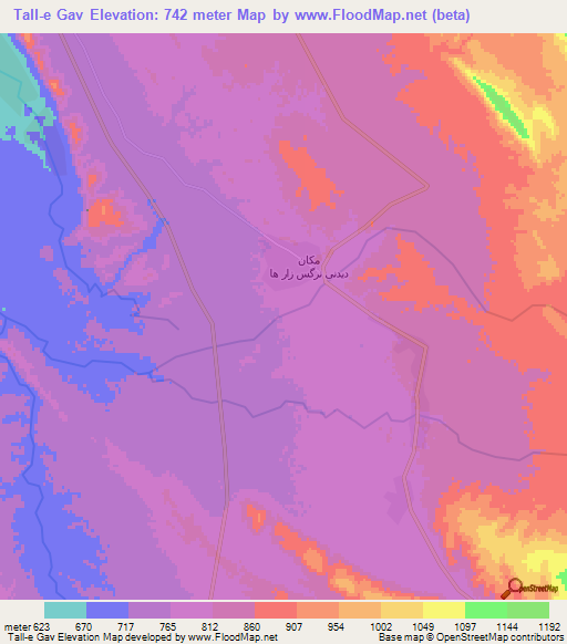 Tall-e Gav,Iran Elevation Map