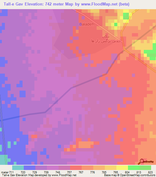 Tall-e Gav,Iran Elevation Map