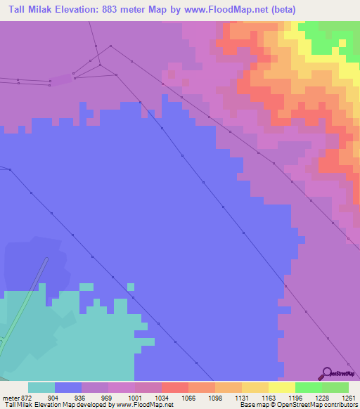 Tall Milak,Iran Elevation Map