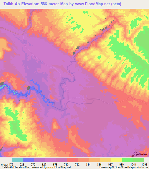 Talkh Ab,Iran Elevation Map