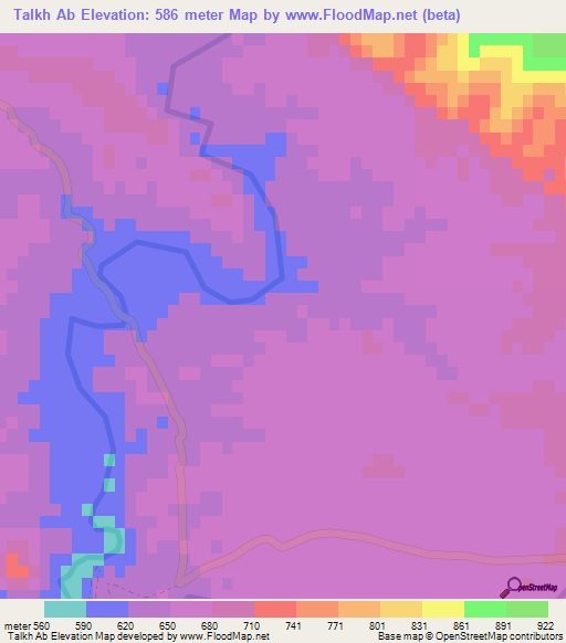 Talkh Ab,Iran Elevation Map