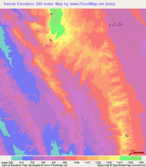 Samuk,Iran Elevation Map