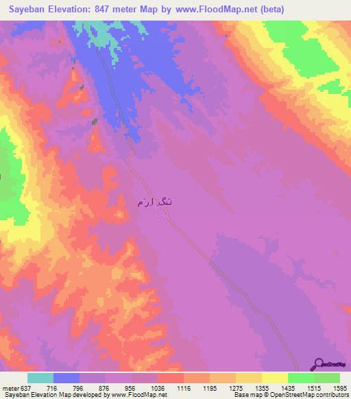 Sayeban,Iran Elevation Map