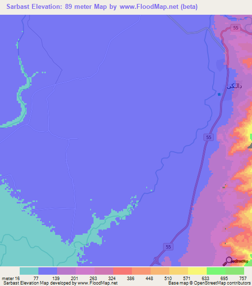 Sarbast,Iran Elevation Map