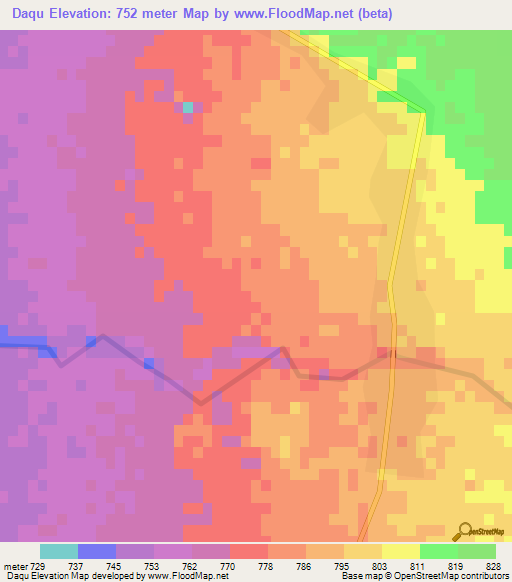 Daqu,Iran Elevation Map