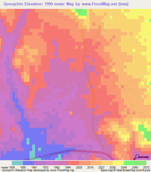 Qoroqchin,Iran Elevation Map