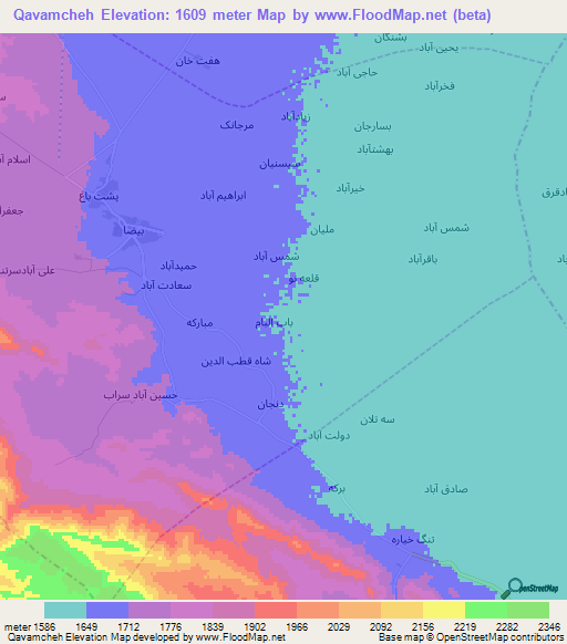 Qavamcheh,Iran Elevation Map