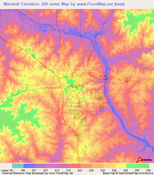 Elevation of Marshall,US Elevation Map, Topography, Contour