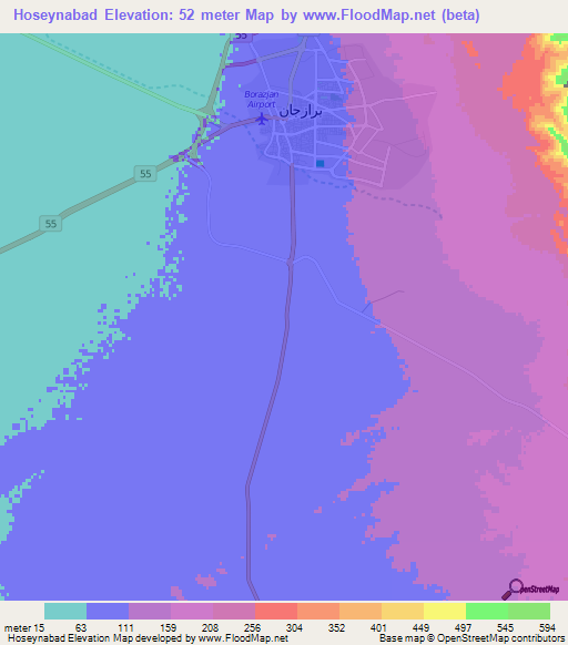 Hoseynabad,Iran Elevation Map