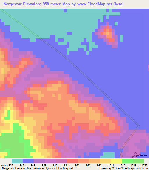 Nargeszar,Iran Elevation Map