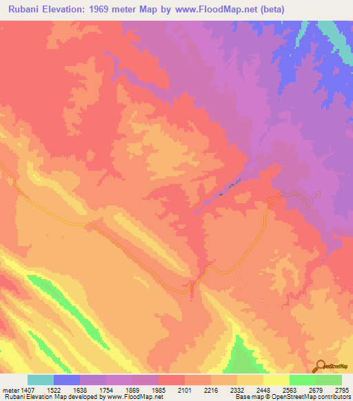 Rubani,Iran Elevation Map