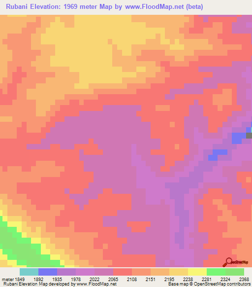 Rubani,Iran Elevation Map