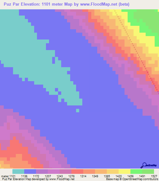 Puz Par,Iran Elevation Map