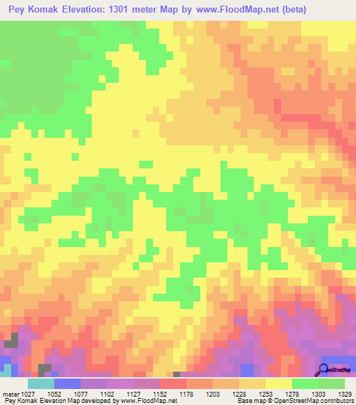 Pey Komak,Iran Elevation Map