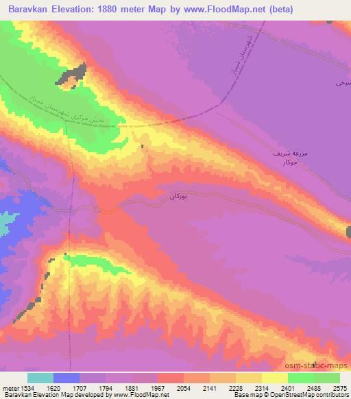 Baravkan,Iran Elevation Map