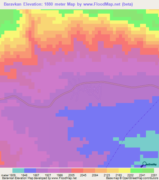 Baravkan,Iran Elevation Map
