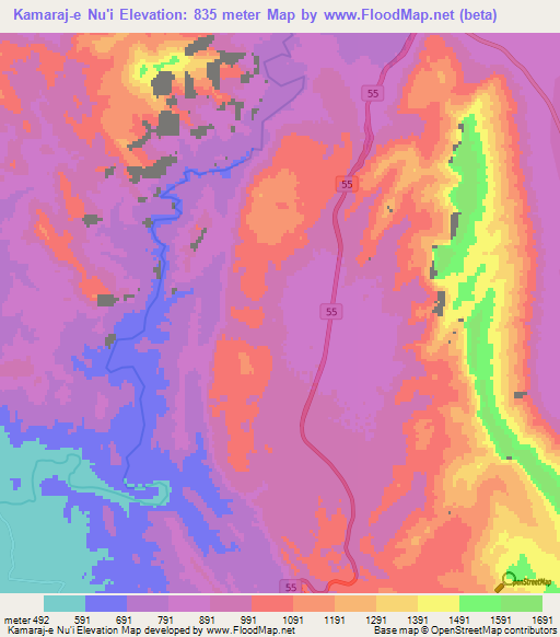 Kamaraj-e Nu'i,Iran Elevation Map