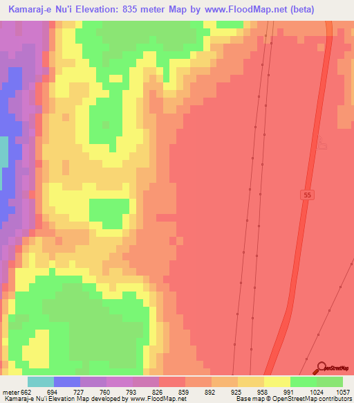 Kamaraj-e Nu'i,Iran Elevation Map