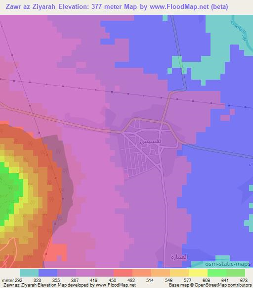 Zawr az Ziyarah,Syria Elevation Map