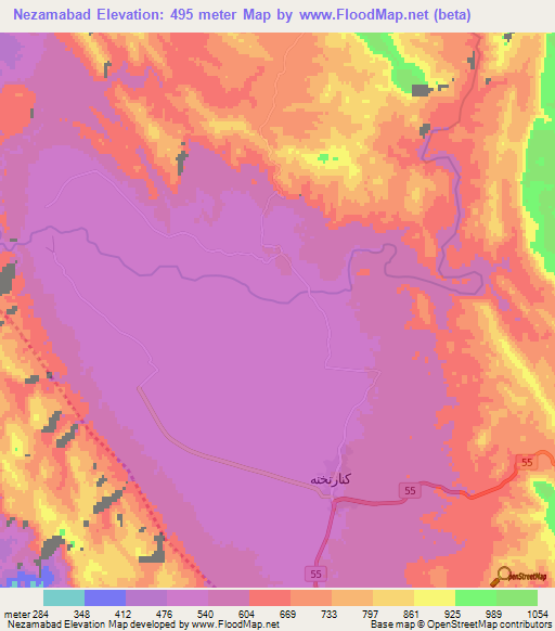 Nezamabad,Iran Elevation Map