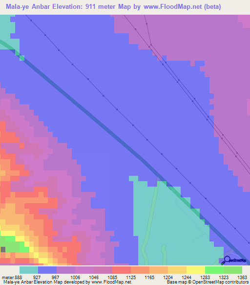 Mala-ye Anbar,Iran Elevation Map