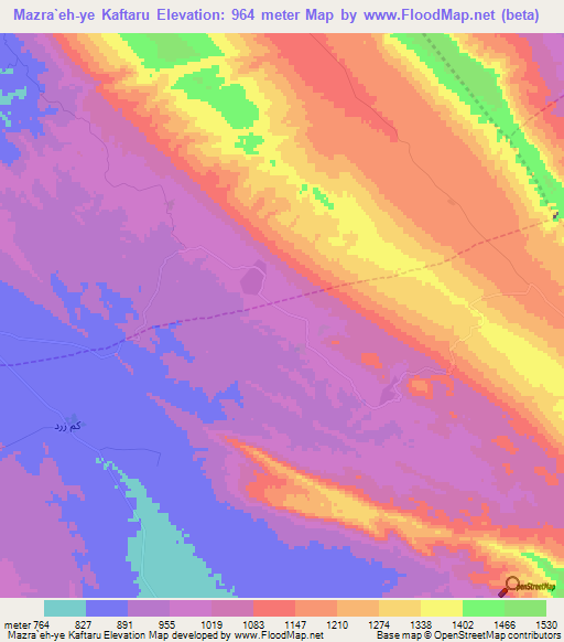 Mazra`eh-ye Kaftaru,Iran Elevation Map