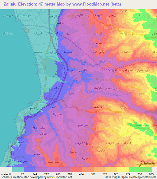 Zallalu,Syria Elevation Map