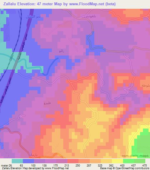Zallalu,Syria Elevation Map