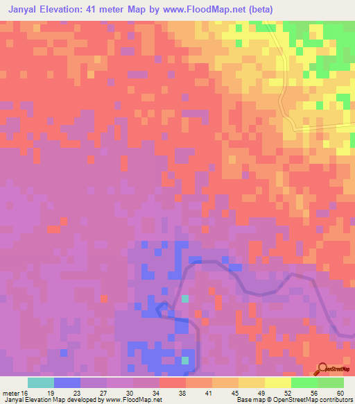 Janyal,Iran Elevation Map