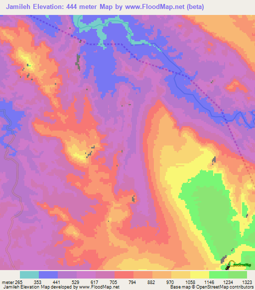 Jamileh,Iran Elevation Map