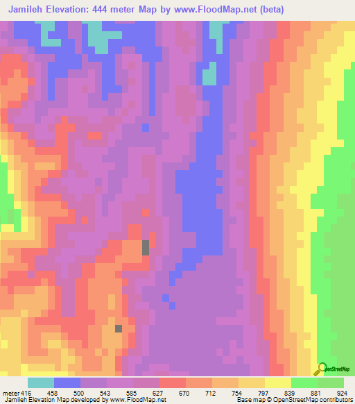 Jamileh,Iran Elevation Map