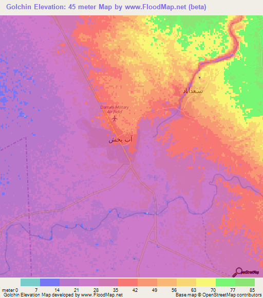 Golchin,Iran Elevation Map