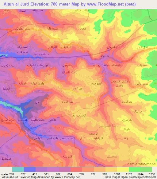 Altun al Jurd,Syria Elevation Map