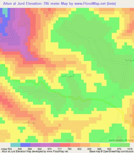 Altun al Jurd,Syria Elevation Map