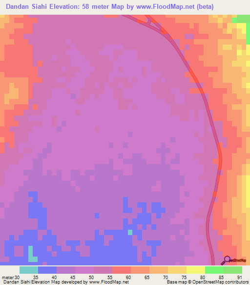 Dandan Siahi,Iran Elevation Map