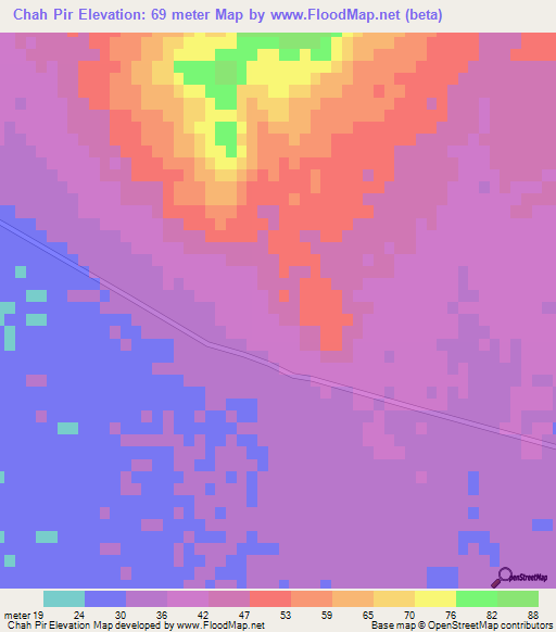 Chah Pir,Iran Elevation Map