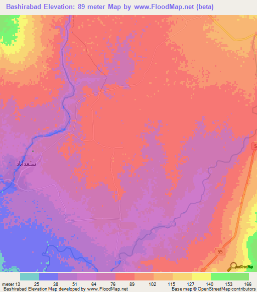 Bashirabad,Iran Elevation Map