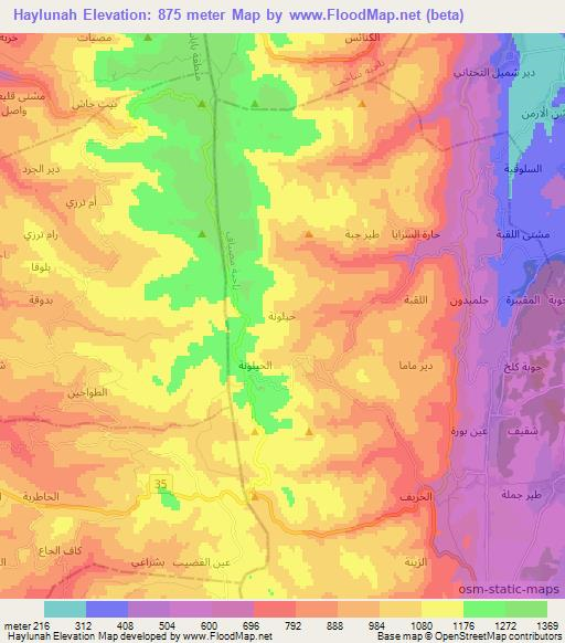 Haylunah,Syria Elevation Map