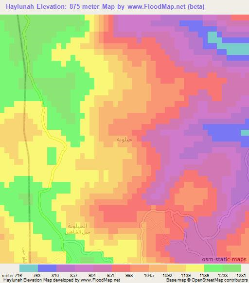 Haylunah,Syria Elevation Map