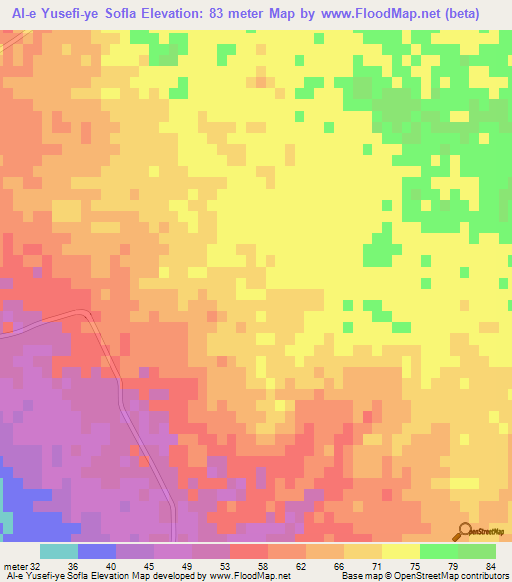 Al-e Yusefi-ye Sofla,Iran Elevation Map