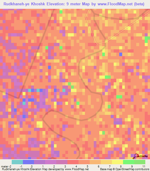Rudkhaneh-ye Khoshk,Iran Elevation Map