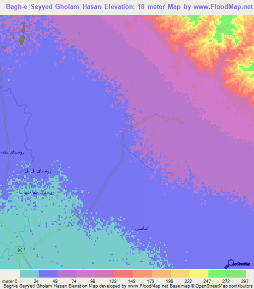 Bagh-e Seyyed Gholam Hasan,Iran Elevation Map