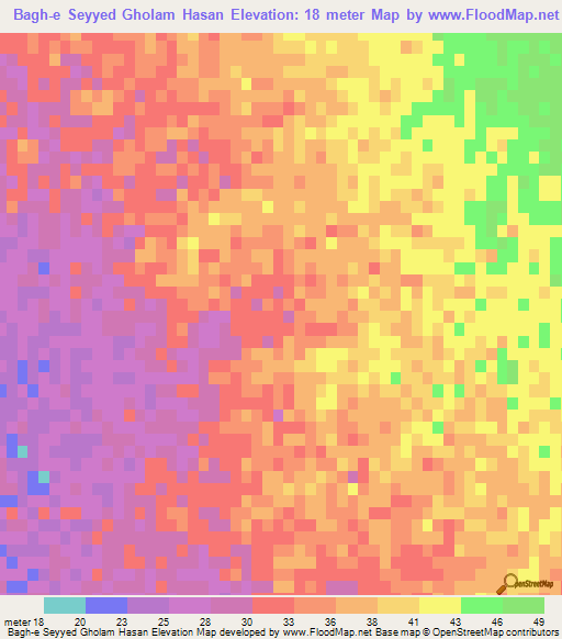Bagh-e Seyyed Gholam Hasan,Iran Elevation Map