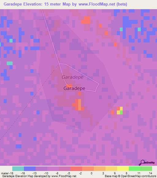 Garadepe,Turkmenistan Elevation Map