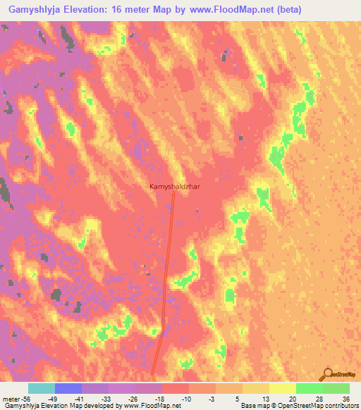 Gamyshlyja,Turkmenistan Elevation Map
