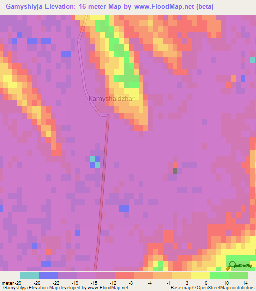 Gamyshlyja,Turkmenistan Elevation Map