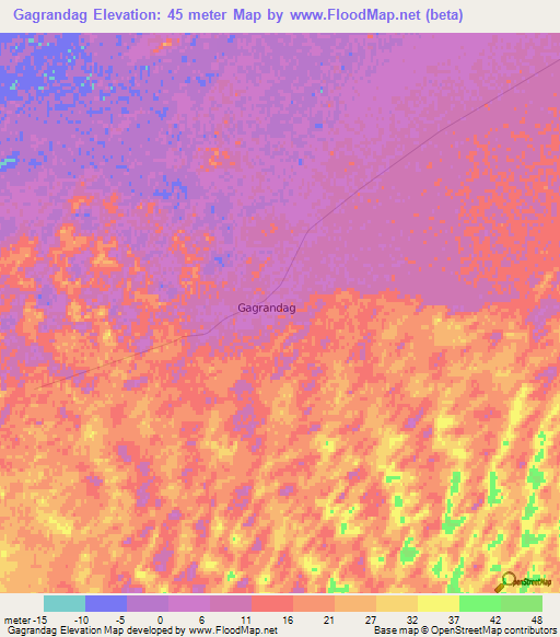 Gagrandag,Turkmenistan Elevation Map