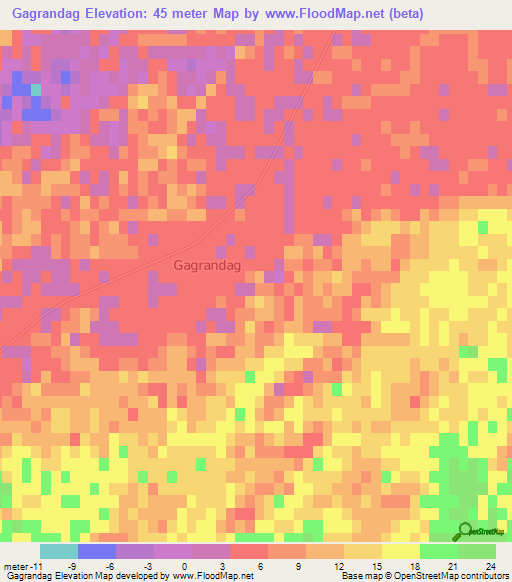 Gagrandag,Turkmenistan Elevation Map