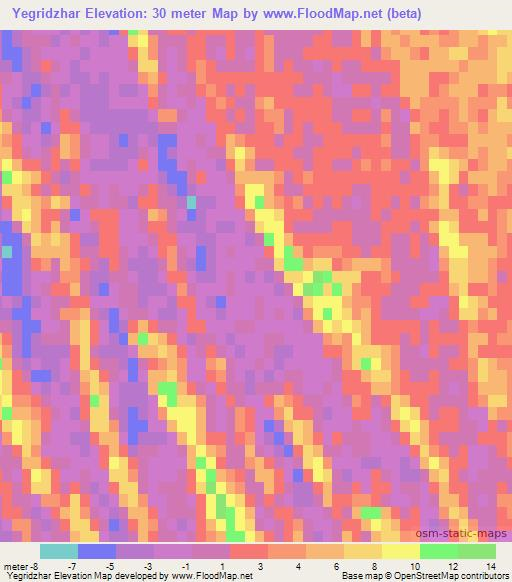 Yegridzhar,Turkmenistan Elevation Map