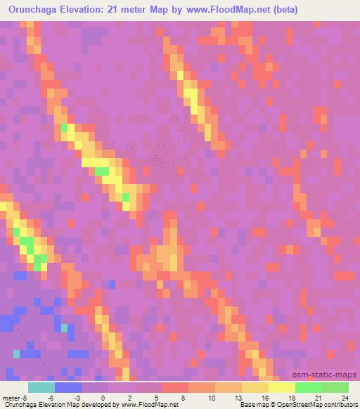 Orunchaga,Turkmenistan Elevation Map